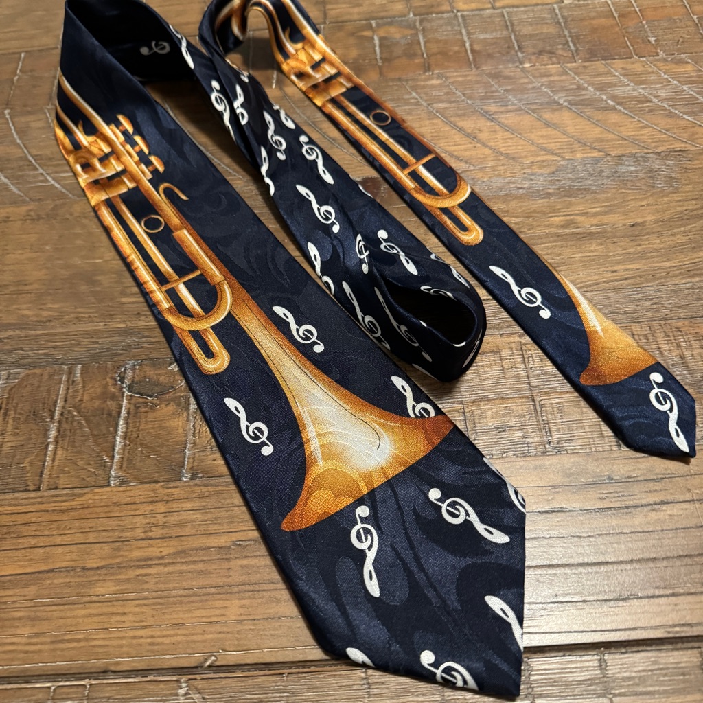 Steven Harris Tie Necktie Trumpet Navy Blue Band Teacher Orchestra Instrument Steven Harris Tie Necktie Trumpet Navy Blue Band Teacher Orchestra Instrument